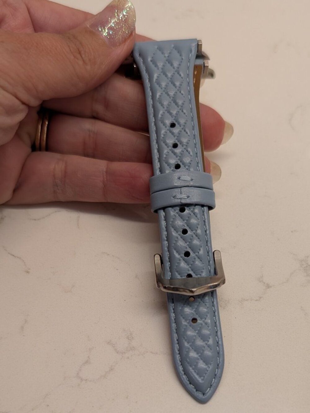 SOLACE Allura Baby Blue Leather Apple Watch Band 38/40/41mm